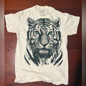 White T-Shirt with Tiger Print